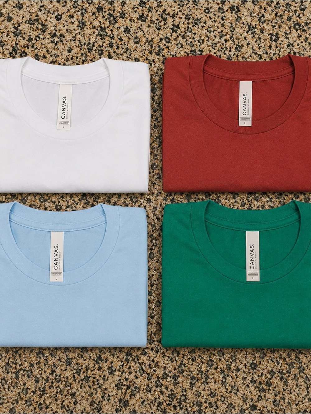 Bella + Canvas Unisex T-Shirt 4 Pack Size Large L Green Blue White Rust